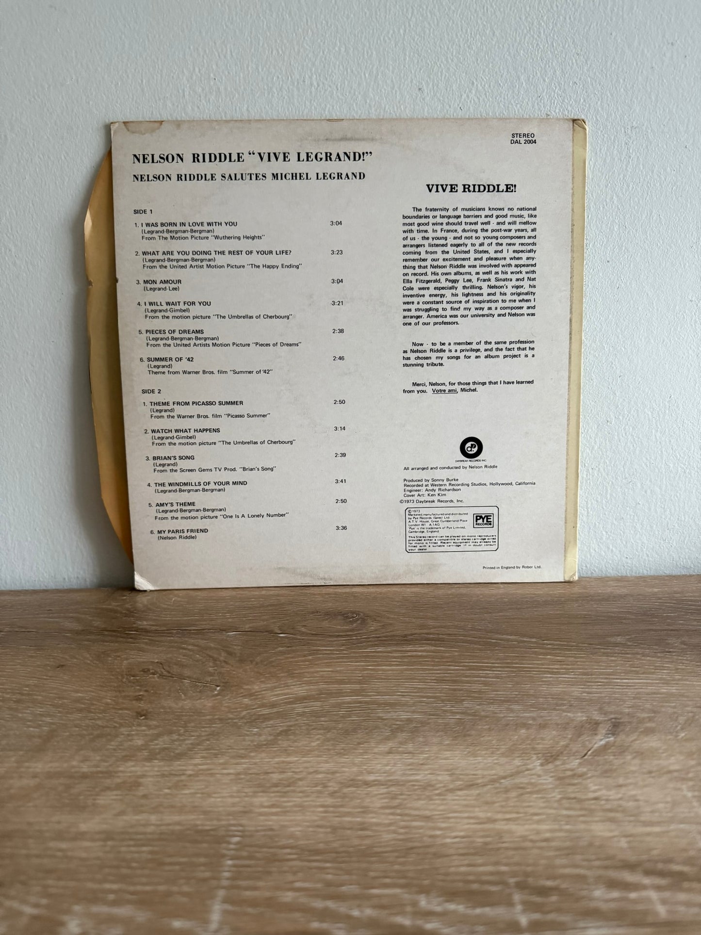 Nelson Riddle – Vive Legrand! - Nelson Riddle Salutes Michel Legrand